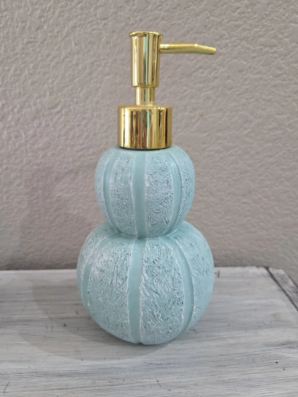 Light Teal Blue Textured Stacked Pumpkins Fall Soap Pump Dispenser